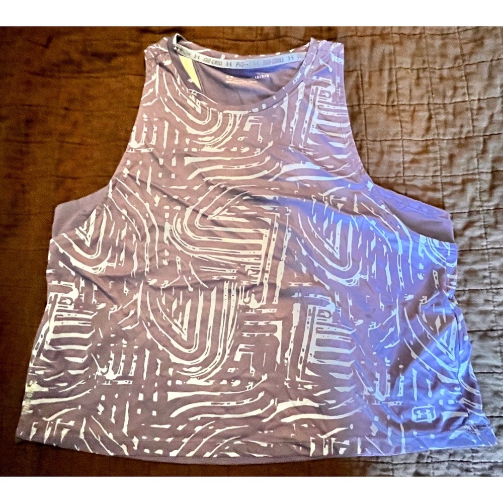 Under Armour Fish Tank Top Womens Large‎ Purple Graphic Activewear Loose